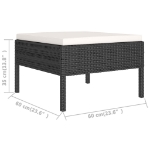 Set Divani da Giardino 2 pz con Cuscini in Polyrattan Nero