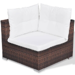 Set Divani da Giardino 10 pz con Cuscini in Polyrattan Marrone