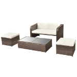 Set Divani da Giardino 4 pz con Cuscini in Polyrattan Marrone