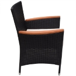 Set da Pranzo da Giardino 9 pz con Cuscini in Polyrattan Nero