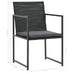 Set da Pranzo da Giardino 5 pz con Cuscini in Polyrattan Nero