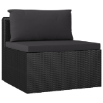 Set Divani da Giardino 7 pz con Cuscini in Polyrattan Nero