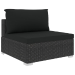 Set Divani da Giardino 8 pz con Cuscini in Polyrattan Nero