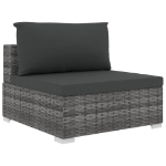 Set Divani da Giardino 9 pz con Cuscini in Polyrattan Grigio