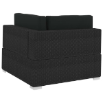 Set Divani da Giardino 3 pz con Cuscini in Polyrattan Nero