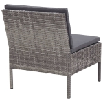 Set Divani da Giardino 3 pz con Cuscini in Polyrattan Grigio