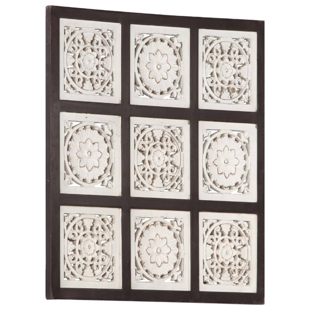 Pannello murale Intagliato a Mano MDF 60x60x1,5 cm Marrone e Bianco