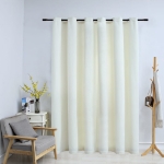 Tenda Oscurante con Anelli in Metallo Velluto Crema 290x245 cm