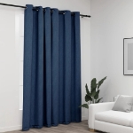 Tenda Oscurante Effetto Lino con Occhielli Blue 290x245cm