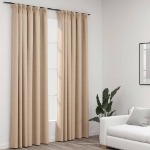 Tende Oscuranti con Ganci Effetto Lino 2 pz Beige 140x225 cm