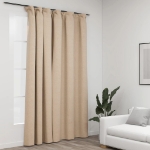 Tenda Oscurante Effetto Lino con Ganci Beige 290x245 cm