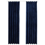 Tende Oscuranti con Ganci 2 pz Blu Scuro in Velluto 140x175 cm