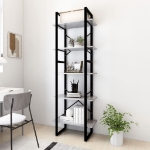 Libreria a 5 Ripiani Grigio Cemento 60x30x175 cm in Truciolato