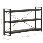 Libreria a 3 Ripiani 140x30x80 cm Nero Legno Massello di Mango