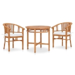 Set da Pranzo da Giardino 3 pz con Cuscini in Legno di Teak