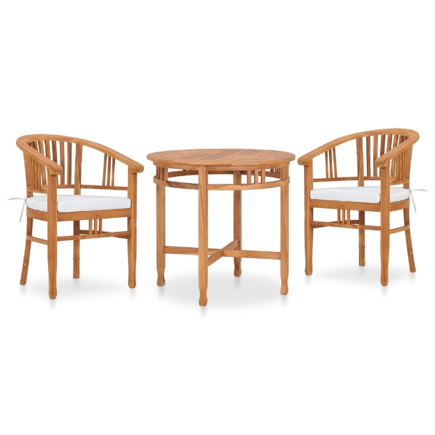 Set da Pranzo da Giardino 3 pz con Cuscini in Legno di Teak