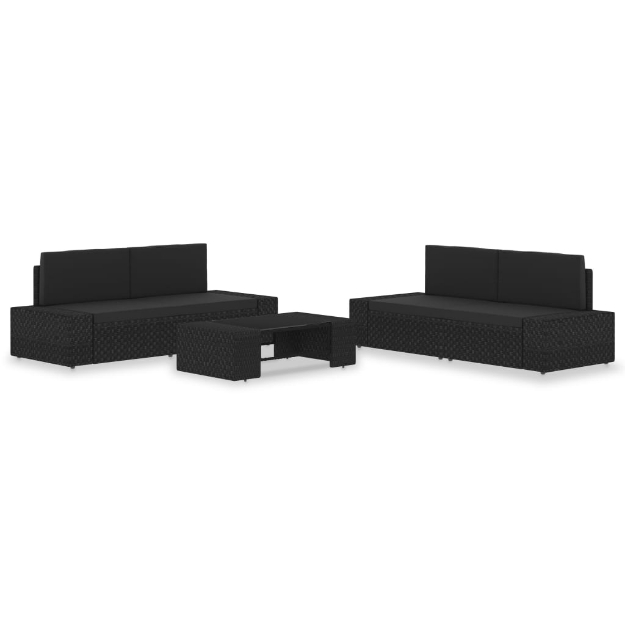 Set Divani da Giardino 5 pz in Polyrattan Nero