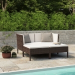 Set Divani da Giardino 4 pz con Cuscini in Polyrattan Marrone