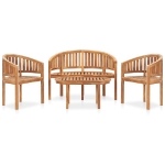 Set Salotto da Giardino 4 pz Design Curvo in Massello di Teak