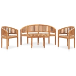 Set Salotto da Giardino 4 pz Design Curvo in Massello di Teak