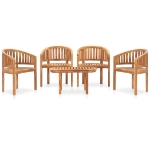 Set Salotto da Giardino 5 pz Design Curvo in Massello di Teak