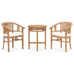 Set da Pranzo da Giardino 3 pz con Cuscini in Massello di Teak