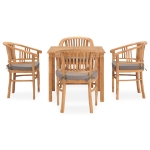 Set da Pranzo da Giardino 5 pz con Cuscini in Massello di Teak