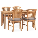 Set da Pranzo da Giardino 5 pz con Cuscini in Legno di Teak