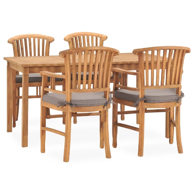 Set da Pranzo da Giardino 5 pz con Cuscini in Legno di Teak