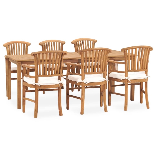 Set da Pranzo da Giardino 7 pz con Cuscini in Legno di Teak