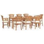 Set da Pranzo da Giardino 9 pz con Cuscini in Legno di Teak