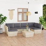 Set Divani da Giardino su Pallet 7 pz con Cuscini Legno Abete