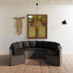 Set Divani da Giardino 6 pz con Cuscini in Polyrattan Grigio