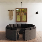 Set Divani da Giardino 8 pz con Cuscini in Polyrattan Grigio