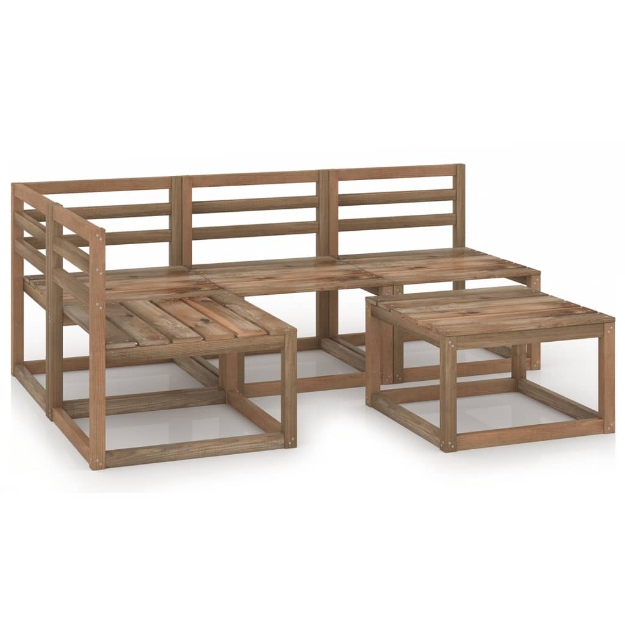 Set Divani Giardino 5 pz in Legno di Pino Impregnato Marrone