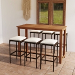 Set Bar da Giardino 7 pz con Cuscini Marrone