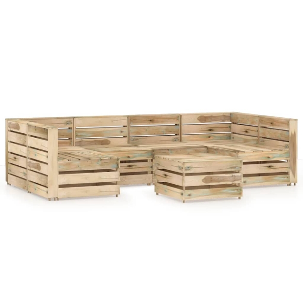 Set Divani da Giardino 7 pz in Legno di Pino Impregnato Verde