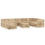 Set Divani da Giardino 10 pz in Legno di Pino Impregnato Verde