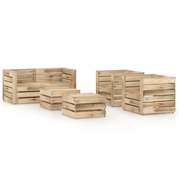 Set Divani da Giardino 6 pz in Legno di Pino Impregnato Verde