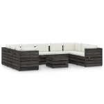 Set Divani da Giardino con Cuscini 10pz Legno Impregnato Grigio