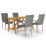 Set Mobili da Pranzo per Giardino 5 pz Grigio