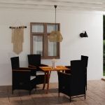 Set Mobili da Pranzo per Giardino 5 pz Nero