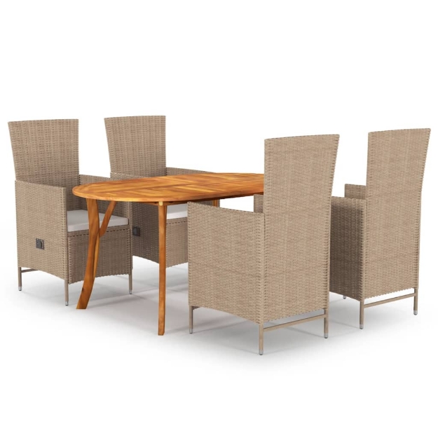 Set Mobili da Pranzo per Giardino 5 pz Beige