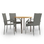 Set Mobili da Pranzo Giardino 5 pz in Polyrattan Grigio