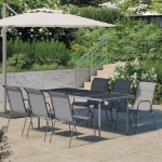 Set da Pranzo per Giardino 7 pz in Acciaio Antracite