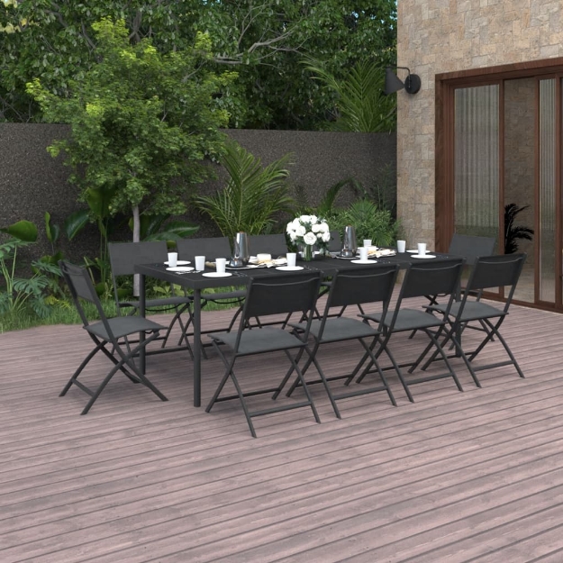 Set da Pranzo per Giardino 11 pz in Acciaio