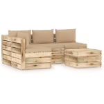 Set Divani da Giardino con Cuscini 5 pz Legno Impregnato Verde