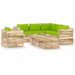 Set Divani da Giardino con Cuscini 8 pz Legno Impregnato Verde