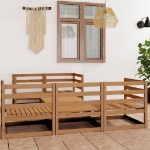 Set Divani da Giardino 6 pz Miele in Legno Massello di Pino