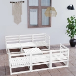 Set Divani da Giardino 7 pz Bianco in Legno Massello di Pino